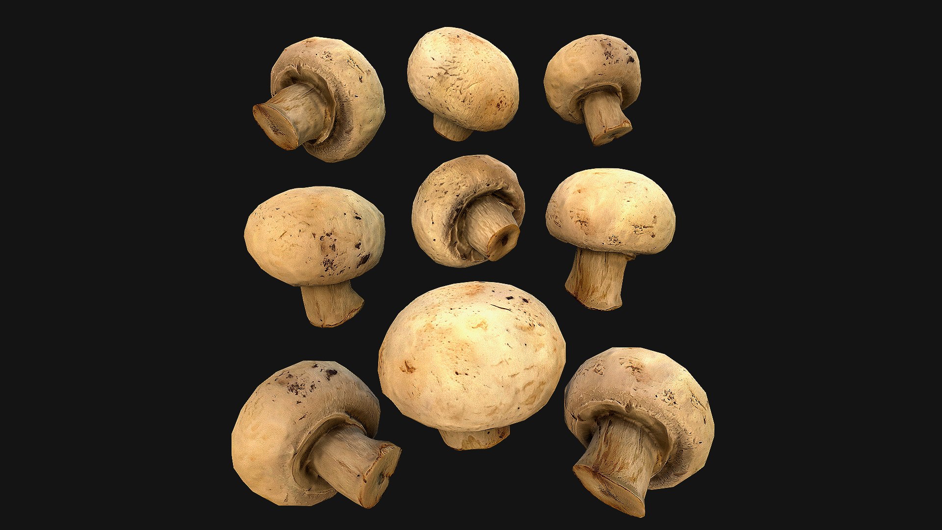 Fruits and Vegetables Collection 3D model https://p.turbosquid.com/ts-thumb/9Z/zmhpab/KX/champignons_1/png/1658847047/1920x1080/fit_q87/8593e8a65c7ba076918f7069b837df08ea458510/champignons_1.jpg