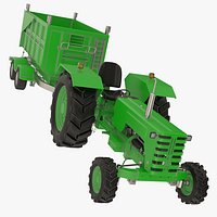 Tractor with Body Tipper Trailer Green