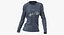 Long Sleeve Worn Female Crew Neck Pose 02 White Blank and Branded Heather 3D