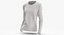 Long Sleeve Worn Female Crew Neck Pose 02 White Blank and Branded Heather 3D