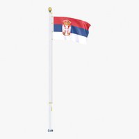 Serbia Flag Stand Pole Animated Loop