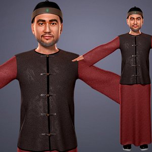 3D Chinese ancient Qing Dynasty rich man