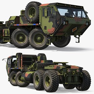 Oshkosh HEMTT M985 Tactical Truck with Spare Tire Camo Rigged 3D model