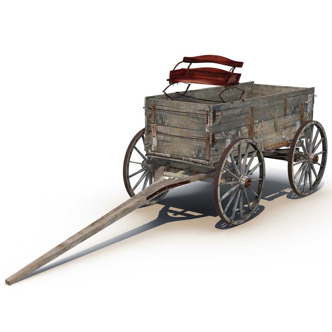 Old Wooden Wagon 3D Model 3D model preview