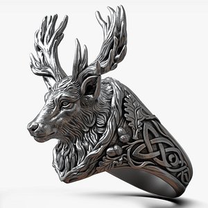 Deer Head Ring 3D Model for Printing