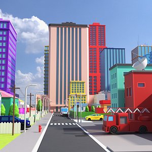 3D Stylized City Block
