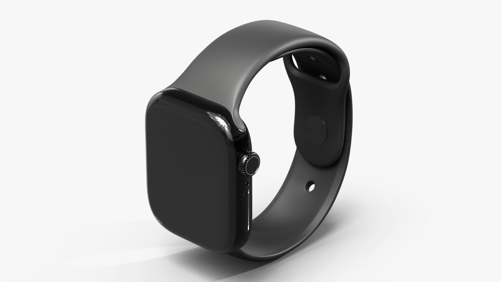 Apple Watch Series 10 Black with Rubber Strap and Display Off 3D model preview