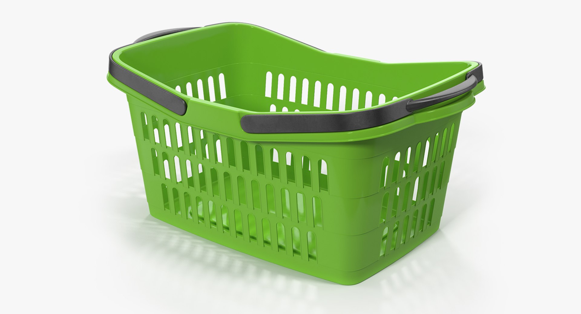 Shopping Plastic Basket with Folded Handles 3D Model 3D model preview