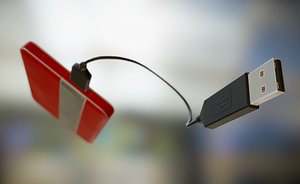 External HDD With USB Cable Rigged Red Leathe Version