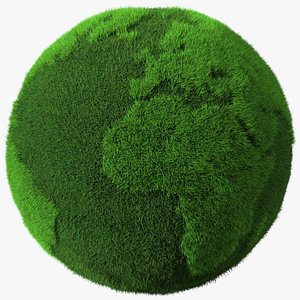 3D Grass Stylized Earth Globe Fur