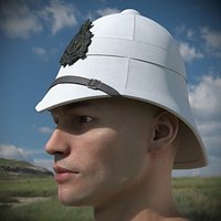 White Parade British Army Pith Helmet on Man Head