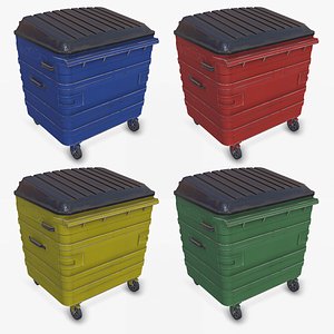 Wheeled Garbage Waste Bin Low-poly PBR