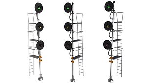 3D Railroad Searchlight Signal Triple