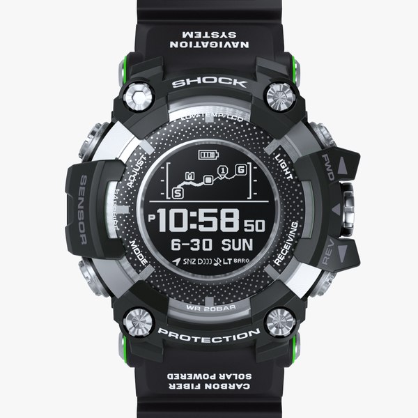 3D sports watch resistant black model