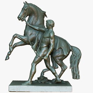 3d model sculptural taming horse statue