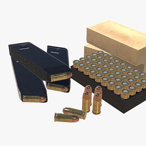 45ACP Ammo Pack Low-poly model 3D