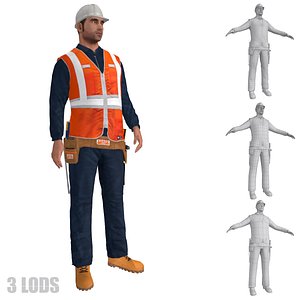 rigged worker lods s 3d model