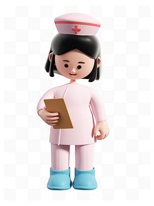 Cartoon style female nurse IP 3D model
