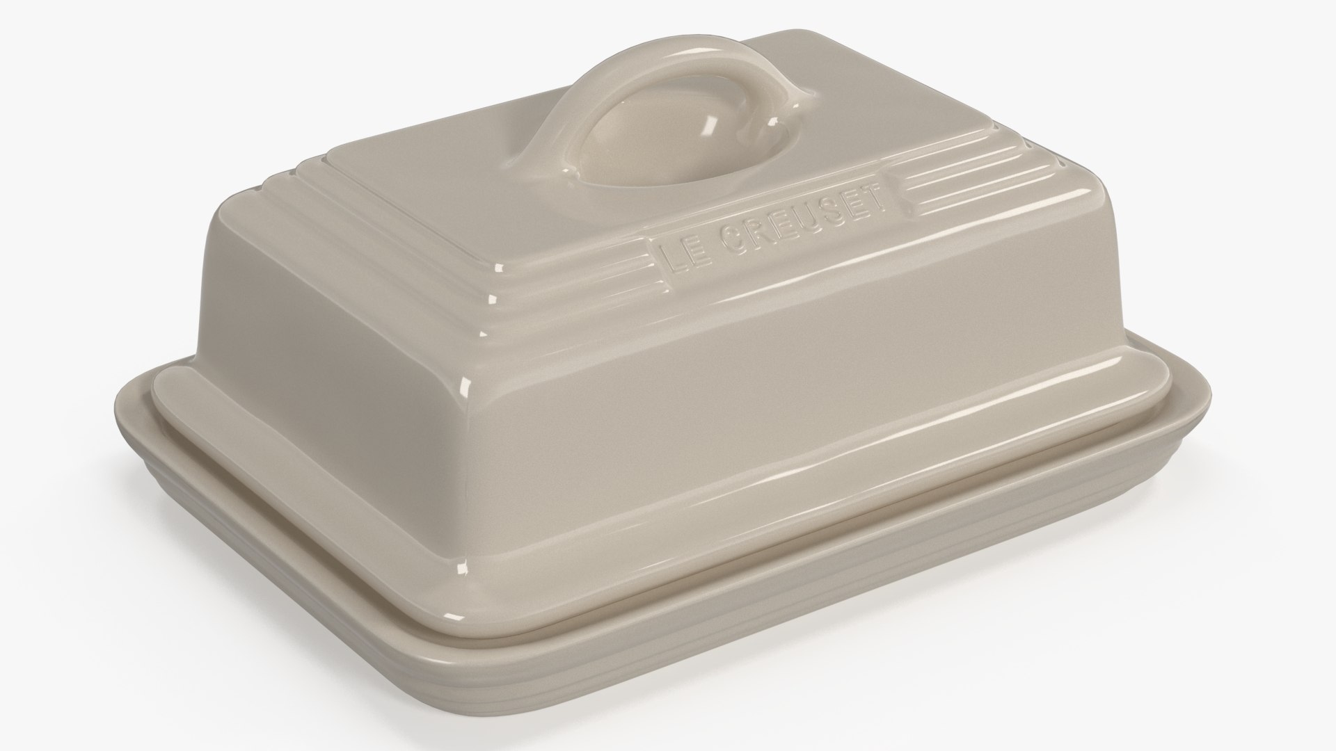 European Butter Dish Le Creuse White 3D model preview