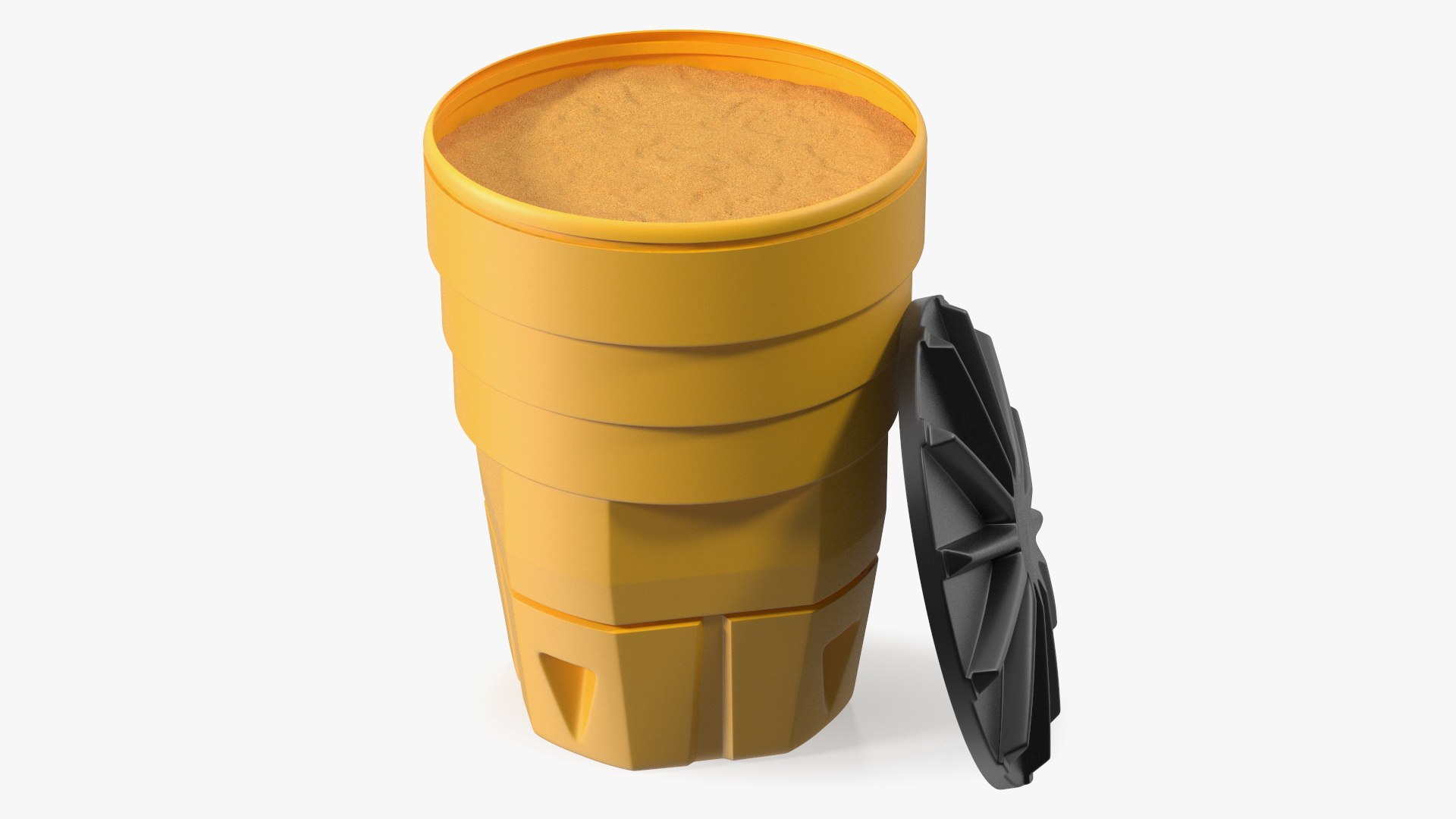 Yellow Opened Sand Barrel with Lid 3D model preview