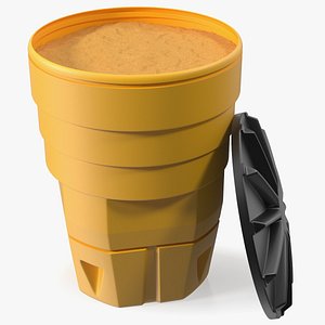 3D model Yellow Opened Sand Barrel with Lid