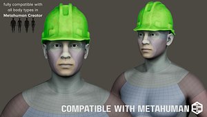 Construction Work Green Helmet - MetaHuman Compatible Low-poly 3D model