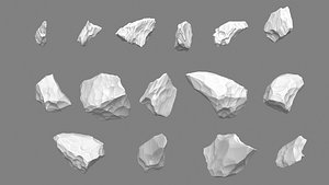 3D model Obsidian rocks HD pack - 15 pieces