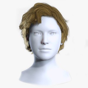 3D Casual Realistic Short Side Swept Crop - Game Ready Hair Cards