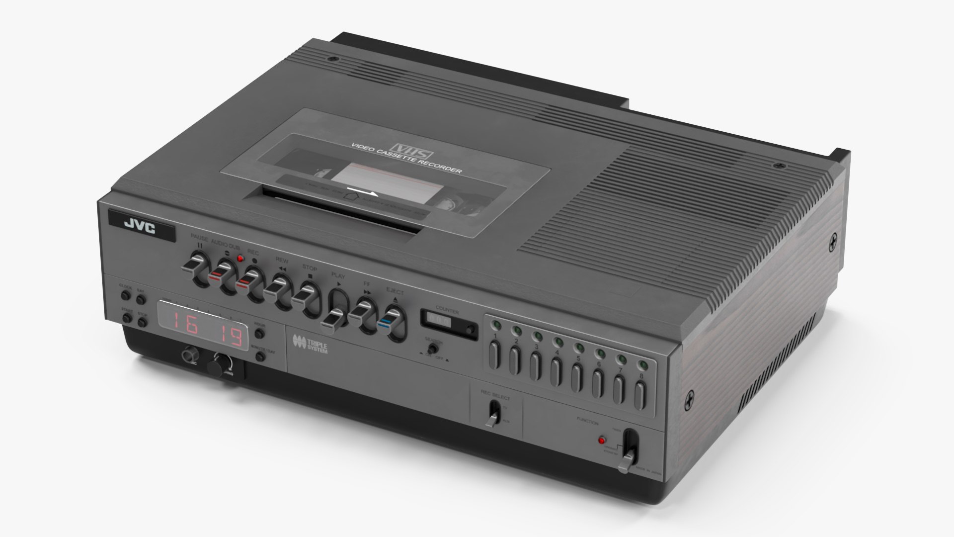 VHS Player JVC HR-3330TR Lights On 3D model preview