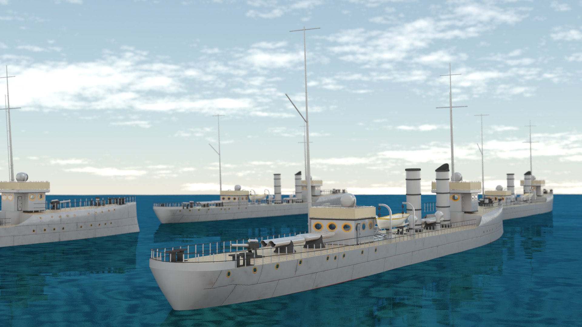 3D different fictitious destroyers - TurboSquid 1254515