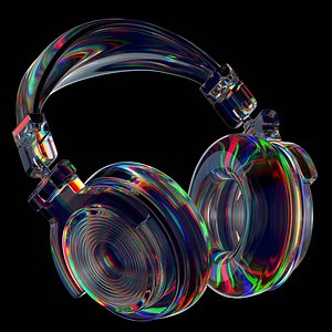 Colorful Dj Headphones With Glass Material 3D