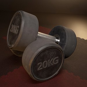 3D model Old Used Gym Dumbbell 3D model 20kg