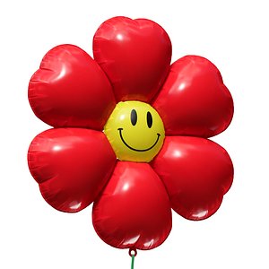 Balloon inflatable red flower with smiley 3D
