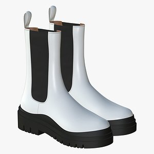 Realistic Leather Boots Women White model