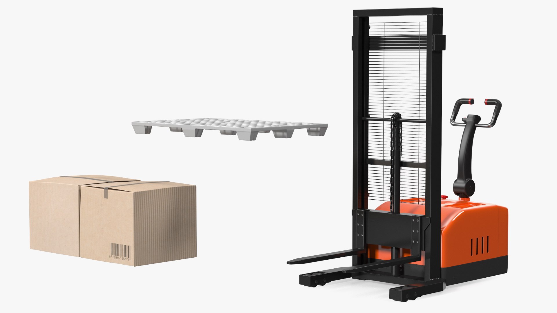 3D Orange Walkie Pallet Stacker With Boxes - TurboSquid 2146525