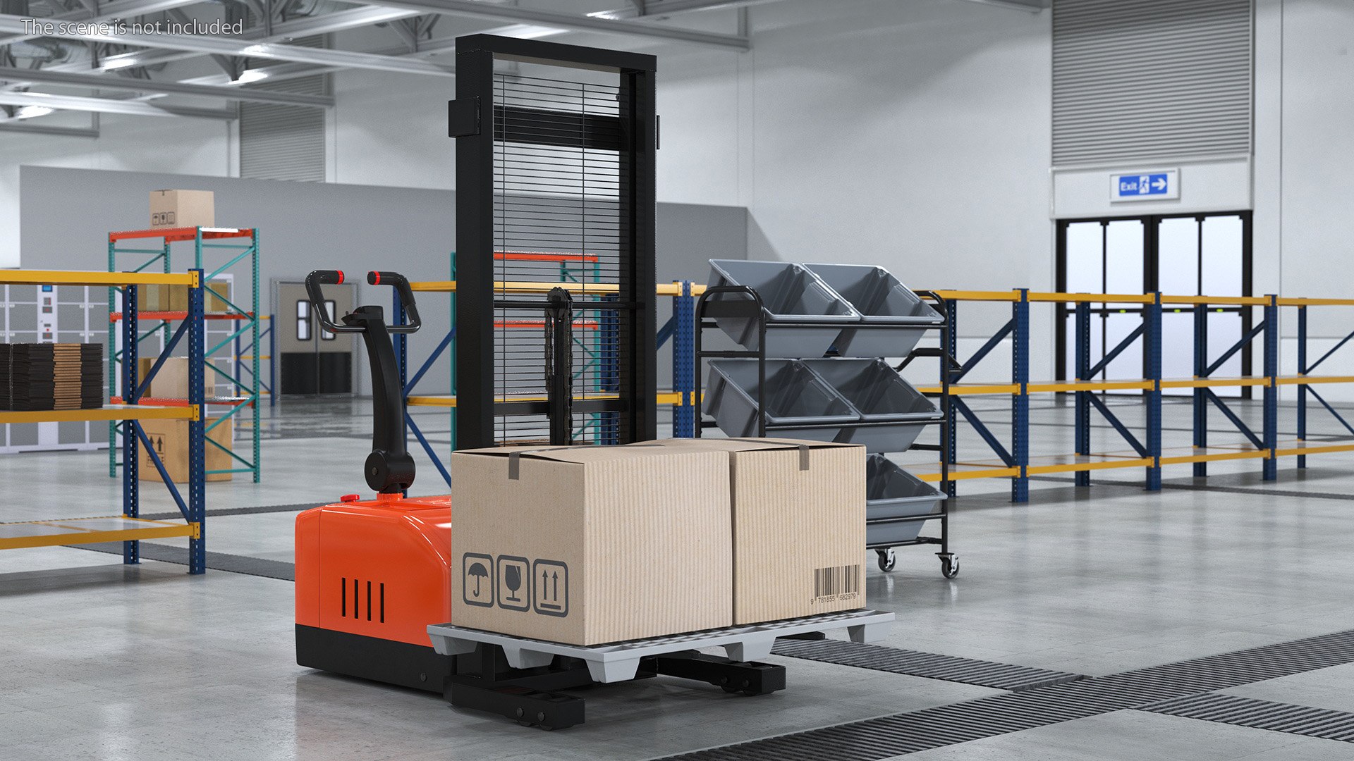 3D Orange Walkie Pallet Stacker With Boxes - TurboSquid 2146525
