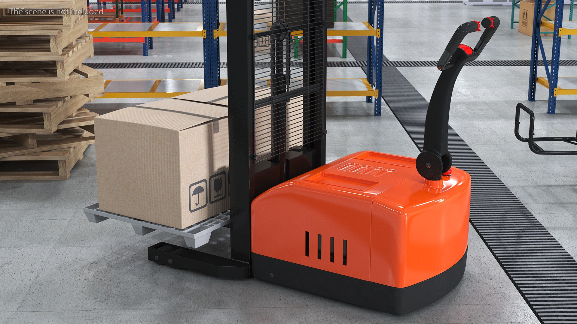 3D Orange Walkie Pallet Stacker With Boxes - TurboSquid 2146525