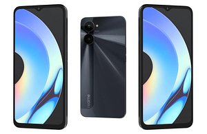 3D Realme 10S Black And Blue Low Poly