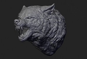 3D model Wolf face head