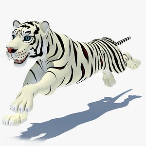 Animated White  Cartoon Tiger