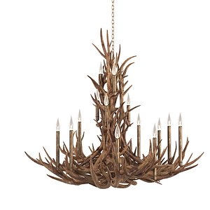 Tall spruce mule deer antle  through real antler chandelier