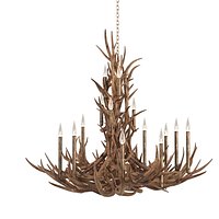 Tall spruce mule deer antle  through real antler chandelier