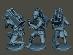 3D german soldier ww2 rocket
