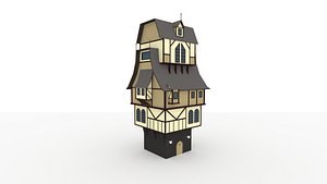 Medieval low poly house Low-poly