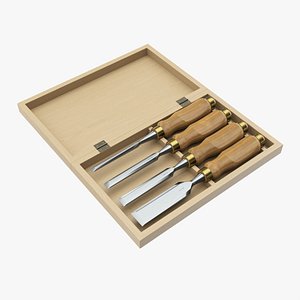Chisel set in wooden box model