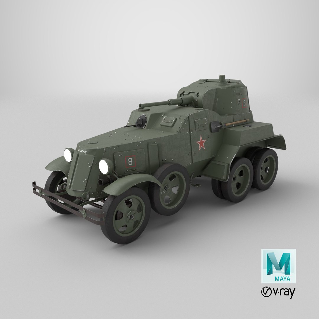 BA-10 Heavy Armored Car Low-poly PBR 3D model https://p.turbosquid.com/ts-thumb/9d/slGfLJ/Im/stemcell_maya_vray_render/png/1714784809/1920x1080/fit_q87/1b35cd66d84f659df76a16096344bbf80fa673c3/stemcell_maya_vray_render.jpg
