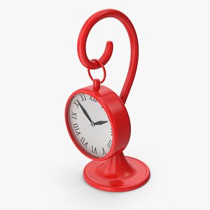 Red Hanging Clock With Stand 3D model