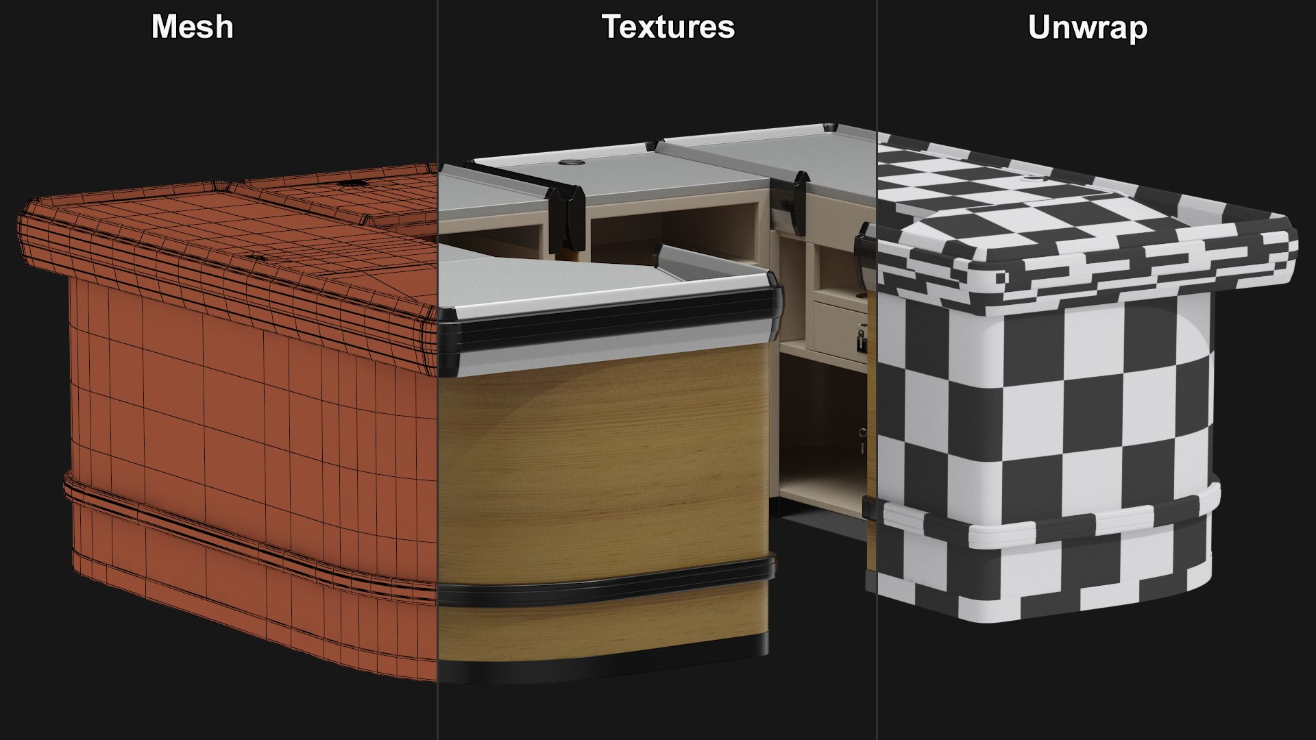 3D model Shop Checkout Counters Light Wood - TurboSquid 2073306