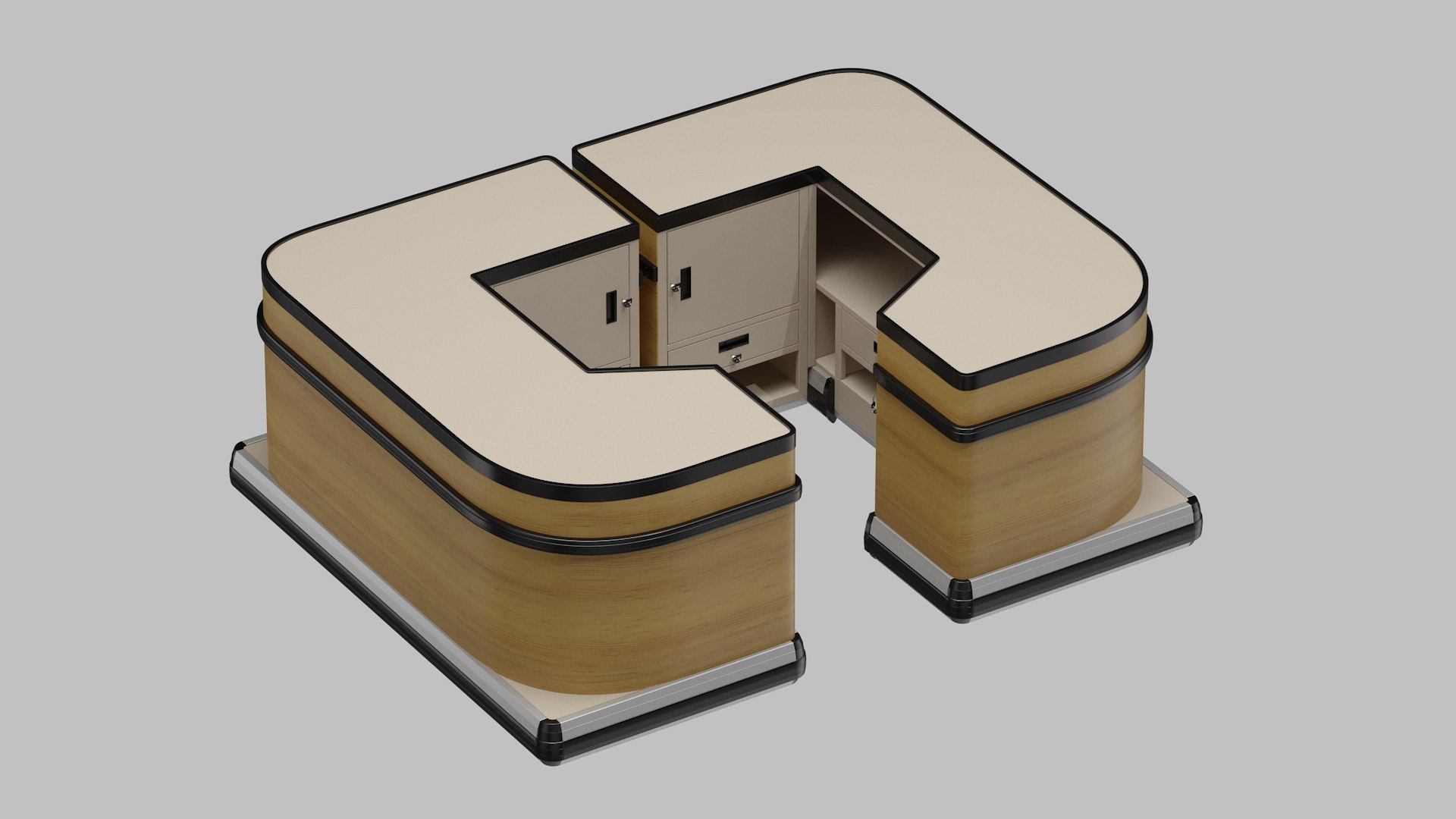 3D model Shop Checkout Counters Light Wood - TurboSquid 2073306