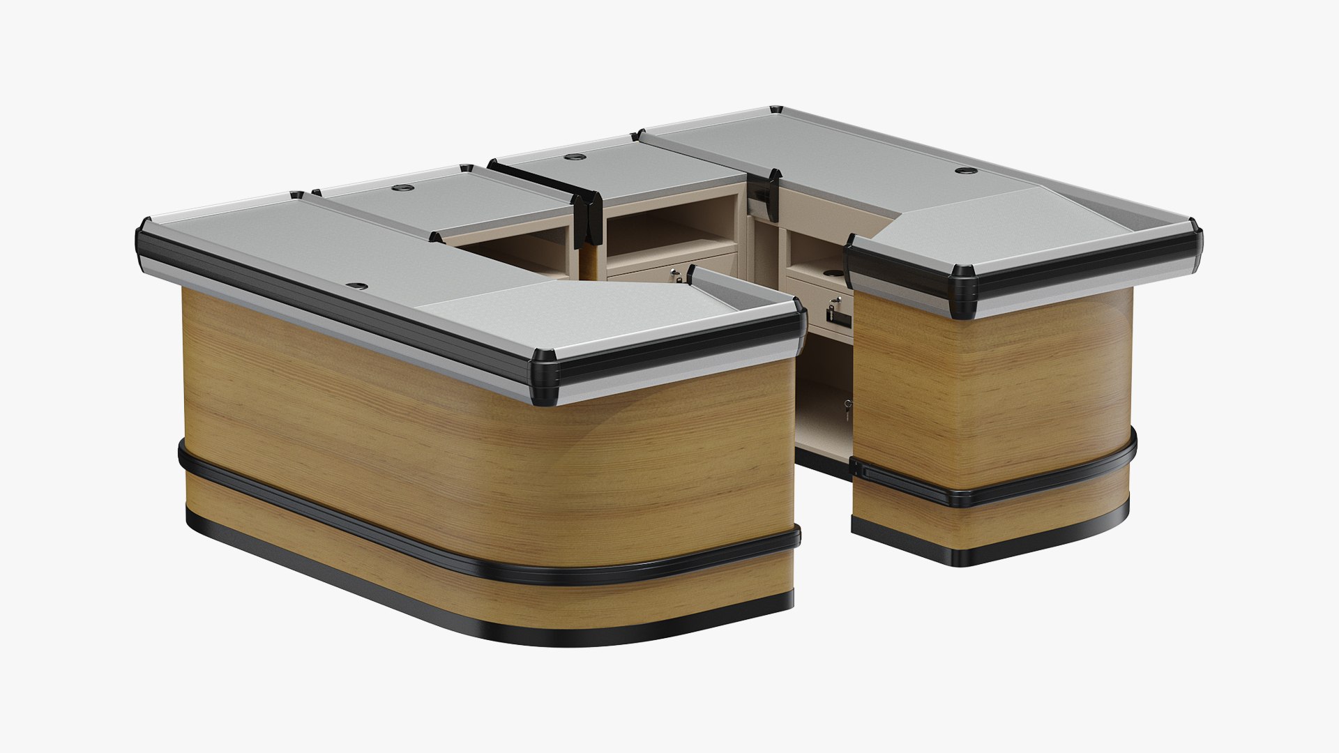 Shop Checkout Counters Light Wood 3D model preview